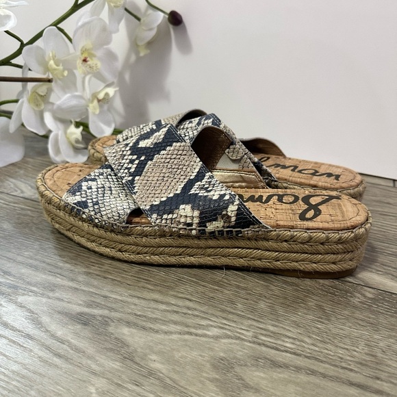 Sam Edelman Gray and Cream Wedge Sandals - Picture 2 of 9